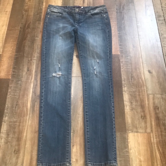Vigoss distressed denim rhinestone skinny jeans